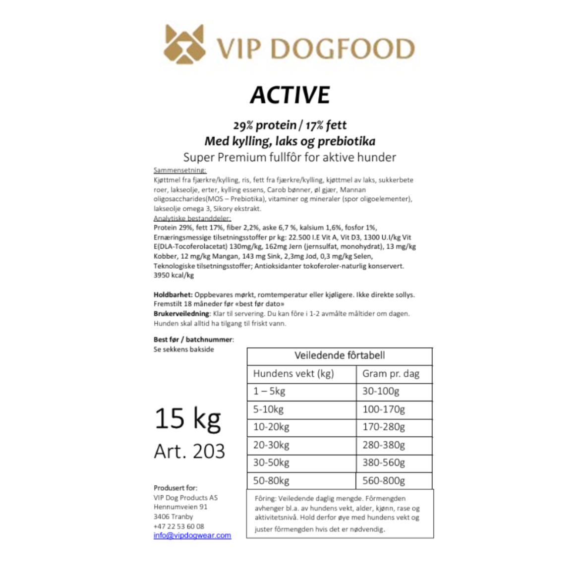 Bilde av VIP Dogwear VIP Active 15kg 